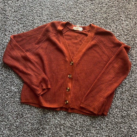 Burnt Orange Button Front Sweater - Picture 2 of 4